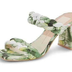 Dolce Vita Paily Khaki Palm Green Braided Straps Open Toe Block Heeled Sandals